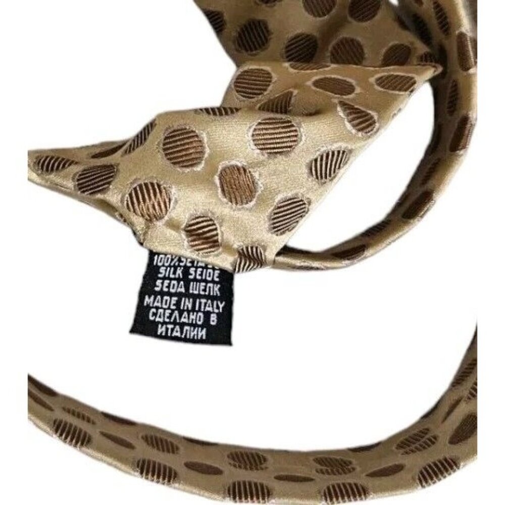HUGO BOSS Men's 100% Silk Necktie LUXURY Tie Beige Geometric W:3.6" EUC - Picture 3 of 4
